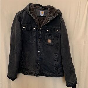 Carhartt Black Hooded Sherpa Lined Jacket - size Large
